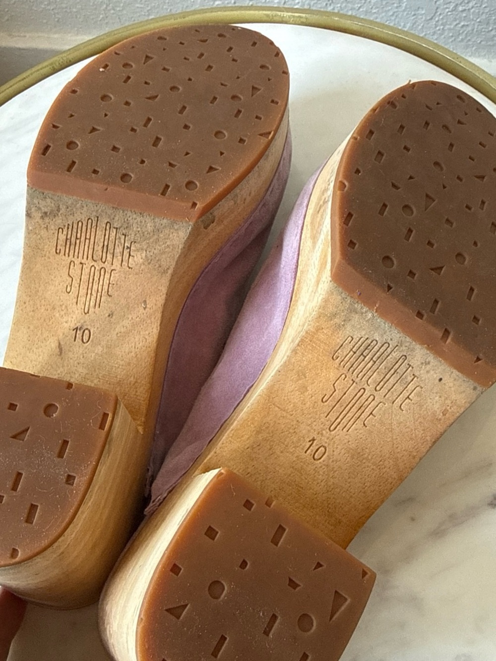 Charlotte Stone Lavender Suede Clog Mules - Picture 6 of 7